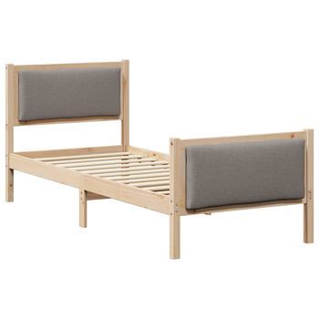 Estructura De Cama Con Cabecera Taupé 75 X 190 Cm Tela Vidaxl