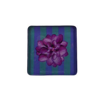 Bandeja de acero lacado diseño florido 25x25cm