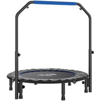 homcom cama elastica plegable o114 cm con mango ajustable marco de acero para entrenamiento piernas cuerpo azul y negro
