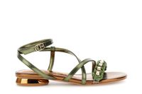 sandalias efecto piel laminada con tira al tobillo y pedreria green 37