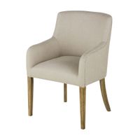 sillon de comedor de lino 100 beige con tachuelas