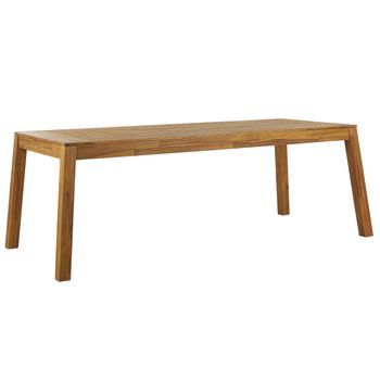 Mesa De Comedor Para Jardín De Madera De Acacia Laminada Clara 210 X 90 Cm 8 Plazas Rectangular Interior Exterior Rústica Livorno