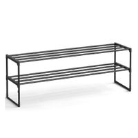 zapatero de varillas de metal negro  2 niveles 30 x 117 x 34 cm 