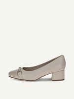 caprice pumps beige made of leather and textile with trapeze heel size 36
