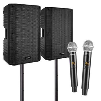 Set de karaoke Vonyx 800W RMS Bluetooth 2 micrófonos inalámbricos UHF