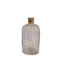 garrafa de vidrio estriado y cuello de fibra 26 x 13 cm