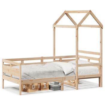 Cama Para Adulto | Cama Individual | Sofá Cama Con Techo De Madera Maciza De Pino 80x200 Cm