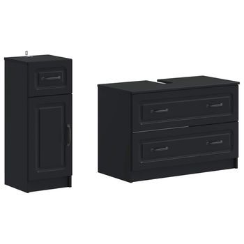 Juego De Gabinete De Baño De 2 Piezas Utrecht Negro Vidaxl