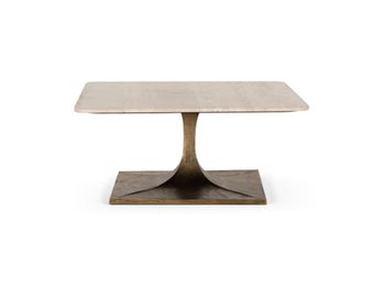 Mesa de centro con tapa de mármol resistente y patas en bronze