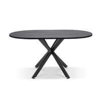 marui big - mesa de comedor ovalada de madera y metal con pie central kiso 180x100 cm - madera negra