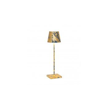Lámpara De Mesa Led Poldina Pro Air Force Blue Gold Leaf Craquelè Recargable Y Regulable Con Batería Hasta 12 Horas