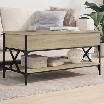 Mesa De Centro，mesa Auxiliar，mesa De Café Madera Ingeniería Metal Roble Sonoma 100x50x50cm Cfw774700