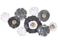 decoracion de pared flor metal 49 cm gris