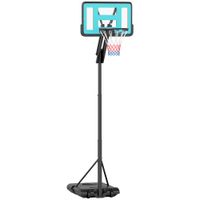 sportnow canasta de baloncesto ajustable de 180-270 cm con ruedas y base rellenable con agua o arena tablero irrompible negro