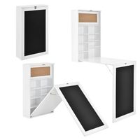 escritorio plegable de pared klappen con corcho y pizarra - 80 x 50 x 19 cm - mdf blanco encasa