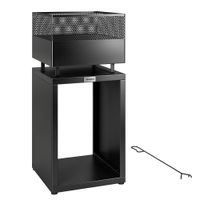 outsunny brasero 39 x 39 x 87 cm brasero con almacenamiento para lena rejilla para carbon patas ajustables negro   aosom espana