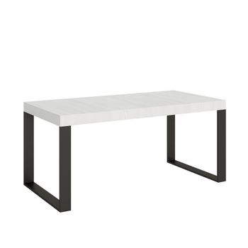 Mesa Extensible 90x200/460 Cm Tecno Fresno Blanco Estructura Antracita