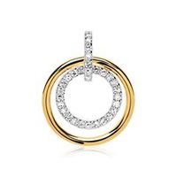 colgante circulos 14 quilates oro diamante