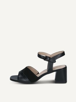 CAPRICE Heeled sandal, black, made of Leather with Trapeze heel, Size 36