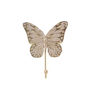 Perchero forma de mariposa dorado 11x13cm