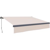 outsunny toldo manual retractil para jardin con manivela proteccion uv estructura de metal y aluminio 295x200 cm crema