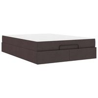 estructura de cama con colchon marron oscuro 140 x 200 cm tela