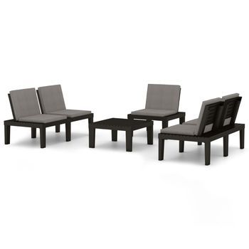 Conjunto De Muebles De Jardín 4 Uds | Mesa Y Sillas Con Cojines Plástico Gris