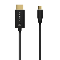 aisens cable conversor aluminio usb-c a hdmi 21 8k60hz usb-cm-hdmim negro 20m