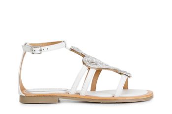 sandalias de napa con adorno de pedrería white