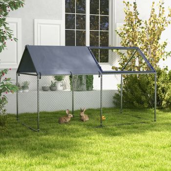 PawHut Jaula para Animales Pequeños con 1 Puerta Superior 198x100x120 cm Plata