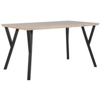 mesa de comedor de estilo industrial 140 x 80 cm base de metal patas curvadas marron claro bravo