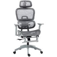 homcom sillon de oficina silla de oficina ergonomica de malla con reposabrazos 3d respaldo reclinable 66x64x122 cm gris