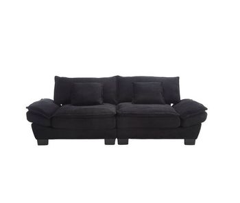 Sofá moderno 2 plazas - con cama nido, cojín incluido, cómodo y espacioso - negro