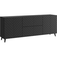 mueble de tv phuket 181 cm mueble de tv con patas aparador para salon color negro espiga