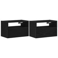 pack 2 uds mesitas de noche  mesilla de noche de pared negra 45x26x285 cm