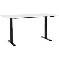 escritorio de altura regulable electrico oficina moderna patas cuadradas 180 x 80 cm tablero blanco soporte de acero negro destines