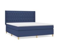 cama box spring con colchon tela azul 180x200 cm diseno de botones