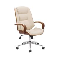 silla de oficina giratoria regulable en simil cuero nogalcrema