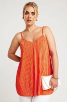 limited collection top naranja plisado de tirantes mujer curvy y tallas grandes limited collection