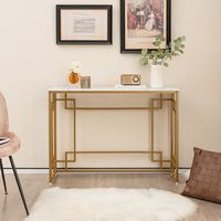 mesa consola estrecha marmol antivuelco sala estar entrada 110x30x81cm blanco cfw59876
