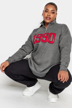 Yours Sudadera Gris Con Cuello Alzado 1990, Mujer Curvy Y Tallas Grandes, Yours