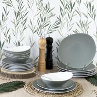 vajilla de 18 piezas porcelana gris