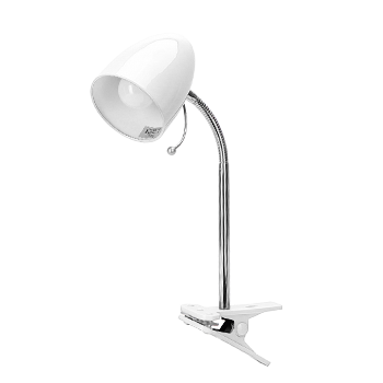 Aigostar - Flexo LED Escritorio con Pinza, E27(Max 11W), Cable 1,5 m con Interruptor, H35cm, Bombilla No Incluida, Blanco