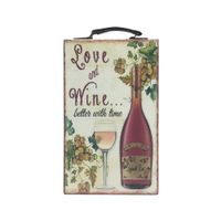 botellero de mesa para 3 botellas en mdf y lona multicolor