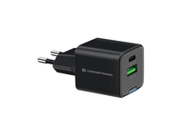 cargador de pared conceptronic usb-c x1 usb-ax1 quickcharge 30 gan pps 20w color negro