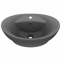 lavabo lujoso con rebosadero ceramica gris oscuro 585x39 cm vidaxl