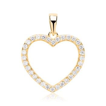Colgante de plata 925 chapado en oro corazón circonita