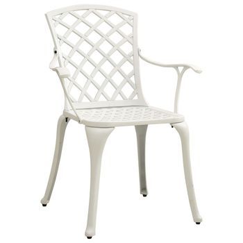 Mesa Y Sillas De Bistró 3 Piezas | Mueble De Jardín Aluminio Fundido Blanco