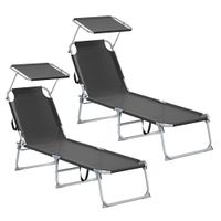 tumbonas plegables con parasol y respaldo ajustable negro