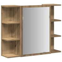 mueble con espejo bano  armario de bano madera roble artisan 80x205x64 cm